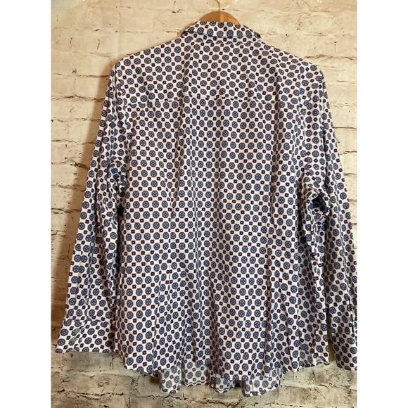 Talbots Top Womens 22W Blue & Purple Medallion Print Non Iron Button Up Plus - Picture 11 of 13